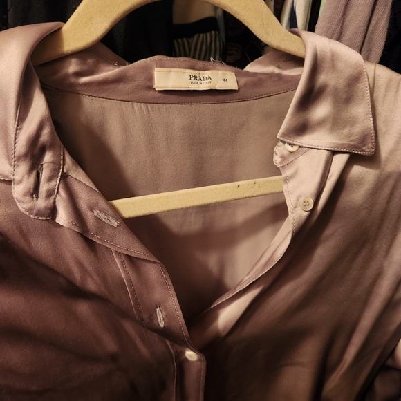 Vintage Prada 100% Silk Silk in Taupe, Size 44 or US Size 14 - Picture 4 of 11